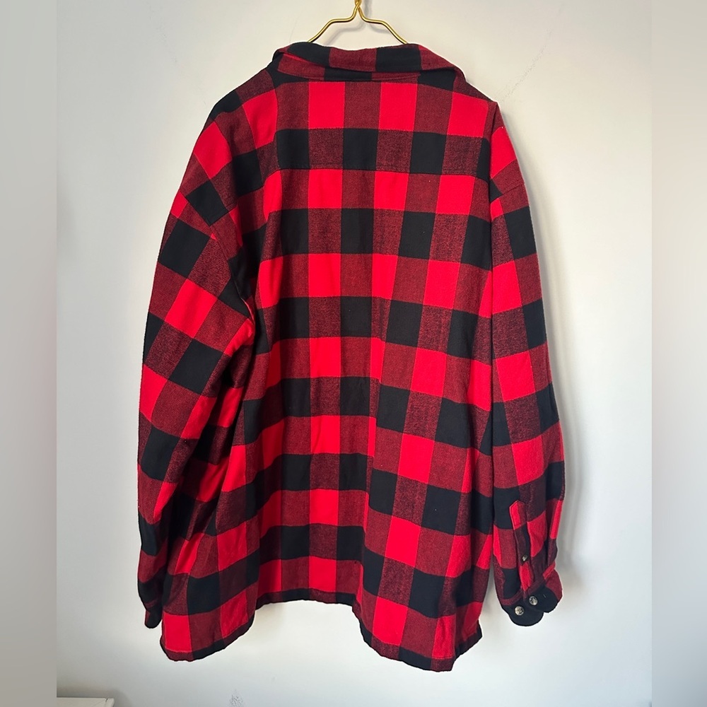 Vintage Gander Mountain Men’s 3XL Red Black Plaid Lined Flannel Jacket Outdoor - Picture 3 of 6